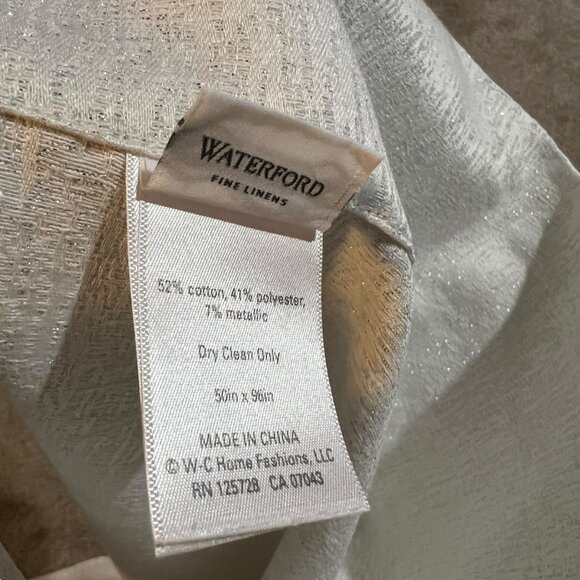 Waterford Fine Linens Metallic Silver & White Curtain Panels 50" X 96" - Picture 3 of 5